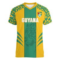 Guyana Football 2026 Custom Women V-Neck T-Shirt Come On Golden Jaguars