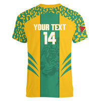 Guyana Football 2026 Custom Women V-Neck T-Shirt Come On Golden Jaguars