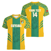 Guyana Football 2026 Custom Women V-Neck T-Shirt Come On Golden Jaguars