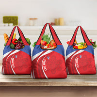 Puerto Rico Football 2026 Custom Grocery Bag Vamos Los Boricuas Taino Sun