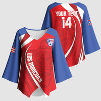 Puerto Rico Football 2026 Custom Kimono Sleeve Blouse Vamos Los Boricuas Taino Sun