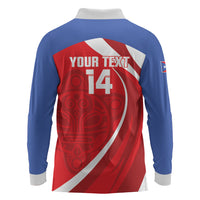Puerto Rico Football 2026 Custom Long Sleeve Polo Shirt Vamos Los Boricuas Taino Sun