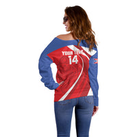 Puerto Rico Football 2026 Custom Off Shoulder Sweater Vamos Los Boricuas Taino Sun