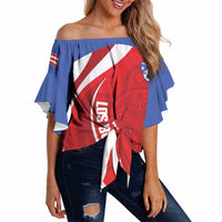 Puerto Rico Football 2026 Custom Off Shoulder Wrap Waist Top Vamos Los Boricuas Taino Sun