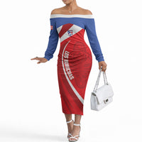 Puerto Rico Football 2026 Custom Off The Shoulder Long Sleeve Dress Vamos Los Boricuas Taino Sun