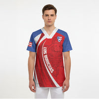 Puerto Rico Football 2026 Custom Scrub Top Vamos Los Boricuas Taino Sun