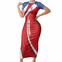 Puerto Rico Football 2026 Custom Short Sleeve Bodycon Dress Vamos Los Boricuas Taino Sun