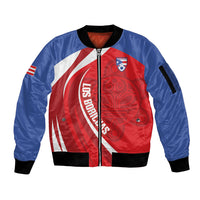 Puerto Rico Football 2026 Custom Sleeve Zip Bomber Jacket Vamos Los Boricuas Taino Sun