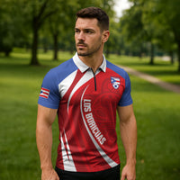 Puerto Rico Football 2026 Custom Zipper Polo Shirt Vamos Los Boricuas Taino Sun