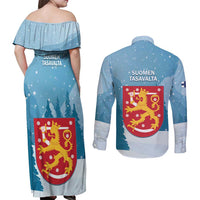 Finland Independence Day Couples Matching Off Shoulder Maxi Dress and Long Sleeve Button Shirt Suomen Itsenaistyminen Mix Brown Bear - Wonder Print Shop