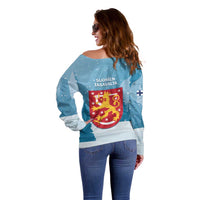 Finland Independence Day Off Shoulder Sweater Suomen Itsenaistyminen Mix Brown Bear - Wonder Print Shop