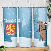 Finland Independence Day Skinny Tumbler Suomen Itsenaistyminen Mix Brown Bear - Wonder Print Shop