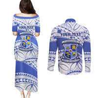 Personalised Samoa St Josephs College Couples Matching Puletasi Dress and Long Sleeve Button Shirt Marist Brothers Samoan Pattern - Wonder Print Shop