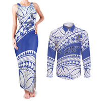 Personalised Samoa St Josephs College Couples Matching Tank Maxi Dress and Long Sleeve Button Shirt Marist Brothers Samoan Pattern - Wonder Print Shop