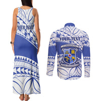 Personalised Samoa St Josephs College Couples Matching Tank Maxi Dress and Long Sleeve Button Shirt Marist Brothers Samoan Pattern - Wonder Print Shop