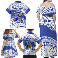 Personalised Samoa St Josephs College Family Matching Off Shoulder Maxi Dress and Hawaiian Shirt Marist Brothers Samoan Pattern - Wonder Print Shop