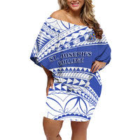 Personalised Samoa St Josephs College Family Matching Off Shoulder Short Dress and Hawaiian Shirt Marist Brothers Samoan Pattern - Wonder Print Shop