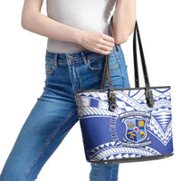 Personalised Samoa St Josephs College Leather Tote Bag Marist Brothers Samoan Pattern - Wonder Print Shop