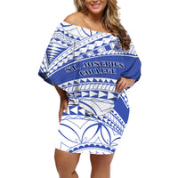 Personalised Samoa St Josephs College Off Shoulder Short Dress Marist Brothers Samoan Pattern - Wonder Print Shop