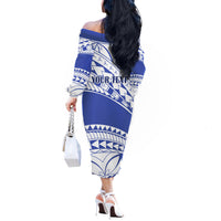 Personalised Samoa St Josephs College Off The Shoulder Long Sleeve Dress Marist Brothers Samoan Pattern - Wonder Print Shop