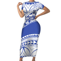 Personalised Samoa St Josephs College Short Sleeve Bodycon Dress Marist Brothers Samoan Pattern - Wonder Print Shop