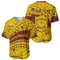Personalised Samoa College Baseball Jersey Samoan Pattern - Wonder Print Shop