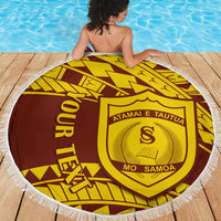 Personalised Samoa College Beach Blanket Samoan Pattern - Wonder Print Shop