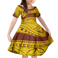 Personalised Samoa College Kid Short Sleeve Dress Samoan Pattern - Wonder Print Shop