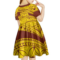Personalised Samoa College Kid Short Sleeve Dress Samoan Pattern - Wonder Print Shop