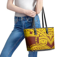 Personalised Samoa College Leather Tote Bag Samoan Pattern - Wonder Print Shop