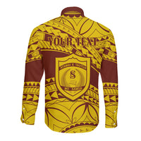 Personalised Samoa College Long Sleeve Button Shirt Samoan Pattern - Wonder Print Shop