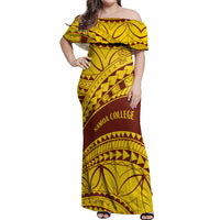 Personalised Samoa College Off Shoulder Maxi Dress Samoan Pattern - Wonder Print Shop
