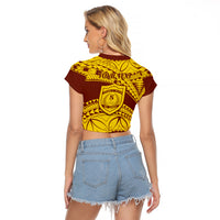 Personalised Samoa College Raglan Cropped T Shirt Samoan Pattern - Wonder Print Shop
