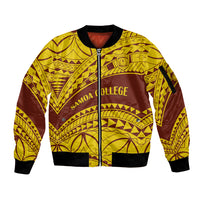 Personalised Samoa College Sleeve Zip Bomber Jacket Samoan Pattern - Wonder Print Shop