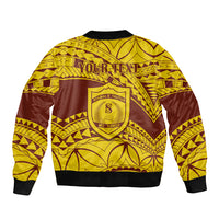 Personalised Samoa College Sleeve Zip Bomber Jacket Samoan Pattern - Wonder Print Shop
