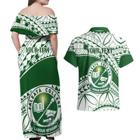 Personalised Samoa Faleata College Couples Matching Off Shoulder Maxi Dress and Hawaiian Shirt Samoan Pattern - Wonder Print Shop