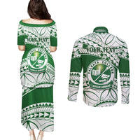 Personalised Samoa Faleata College Couples Matching Puletasi Dress and Long Sleeve Button Shirt Samoan Pattern - Wonder Print Shop