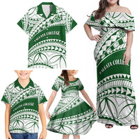 Personalised Samoa Faleata College Family Matching Off Shoulder Maxi Dress and Hawaiian Shirt Samoan Pattern - Wonder Print Shop
