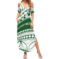 Personalised Samoa Faleata College Family Matching Summer Maxi Dress and Hawaiian Shirt Samoan Pattern - Wonder Print Shop