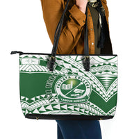 Personalised Samoa Faleata College Leather Tote Bag Samoan Pattern - Wonder Print Shop