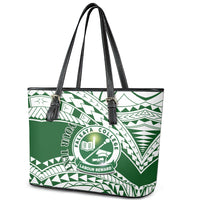 Personalised Samoa Faleata College Leather Tote Bag Samoan Pattern - Wonder Print Shop