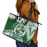 Personalised Samoa Faleata College Leather Tote Bag Samoan Pattern - Wonder Print Shop