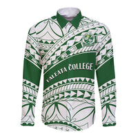 Personalised Samoa Faleata College Long Sleeve Button Shirt Samoan Pattern - Wonder Print Shop