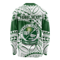 Personalised Samoa Faleata College Long Sleeve Shirt Samoan Pattern - Wonder Print Shop