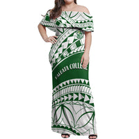 Personalised Samoa Faleata College Off Shoulder Maxi Dress Samoan Pattern - Wonder Print Shop