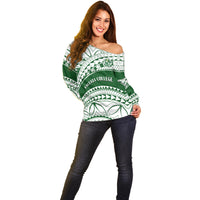 Personalised Samoa Faleata College Off Shoulder Sweater Samoan Pattern - Wonder Print Shop