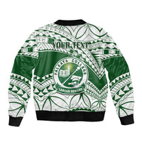 Personalised Samoa Faleata College Sleeve Zip Bomber Jacket Samoan Pattern - Wonder Print Shop