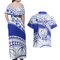 Personalised Samoa Safata College Couples Matching Off Shoulder Maxi Dress and Hawaiian Shirt Samoan Pattern - Wonder Print Shop