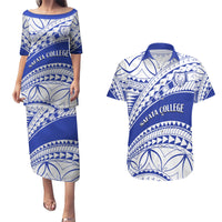 Personalised Samoa Safata College Couples Matching Puletasi Dress and Hawaiian Shirt Samoan Pattern - Wonder Print Shop