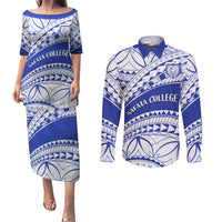 Personalised Samoa Safata College Couples Matching Puletasi Dress and Long Sleeve Button Shirt Samoan Pattern - Wonder Print Shop
